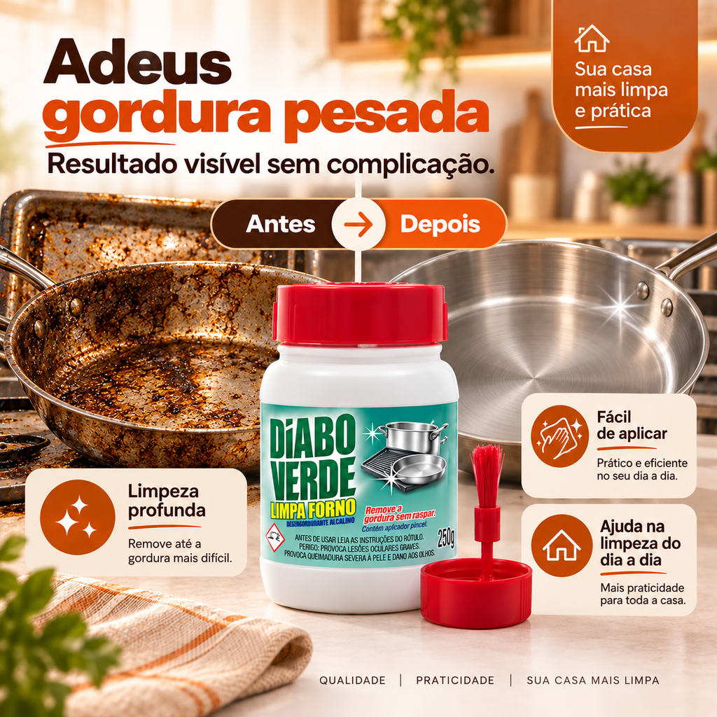 Diabo Verde 250g – Remove Gordura Pesada e Incrustada sem Raspar