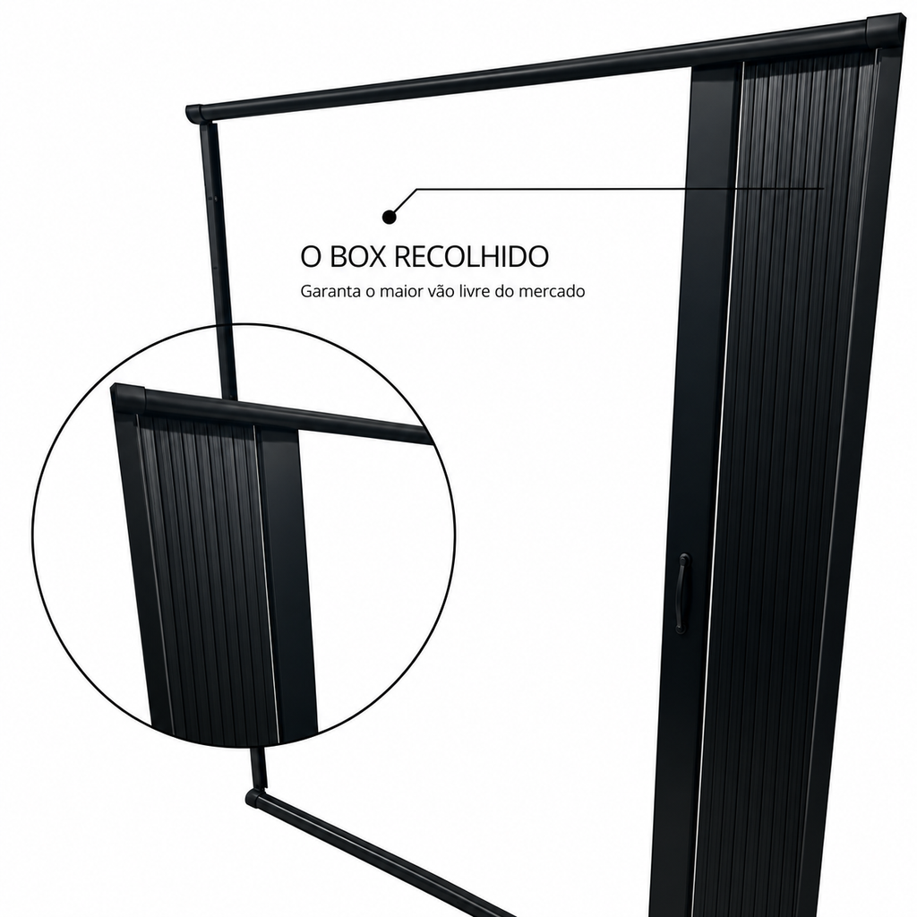 Box Sanfonado Preto 185x130cm – Chega de Banheiro Molhado e Espaço Apertado