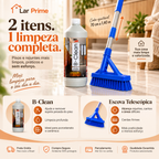 Kit Limpeza Completa para Piso e Rejunte – B-Clean 1L + Escova Telescópica 1,40m