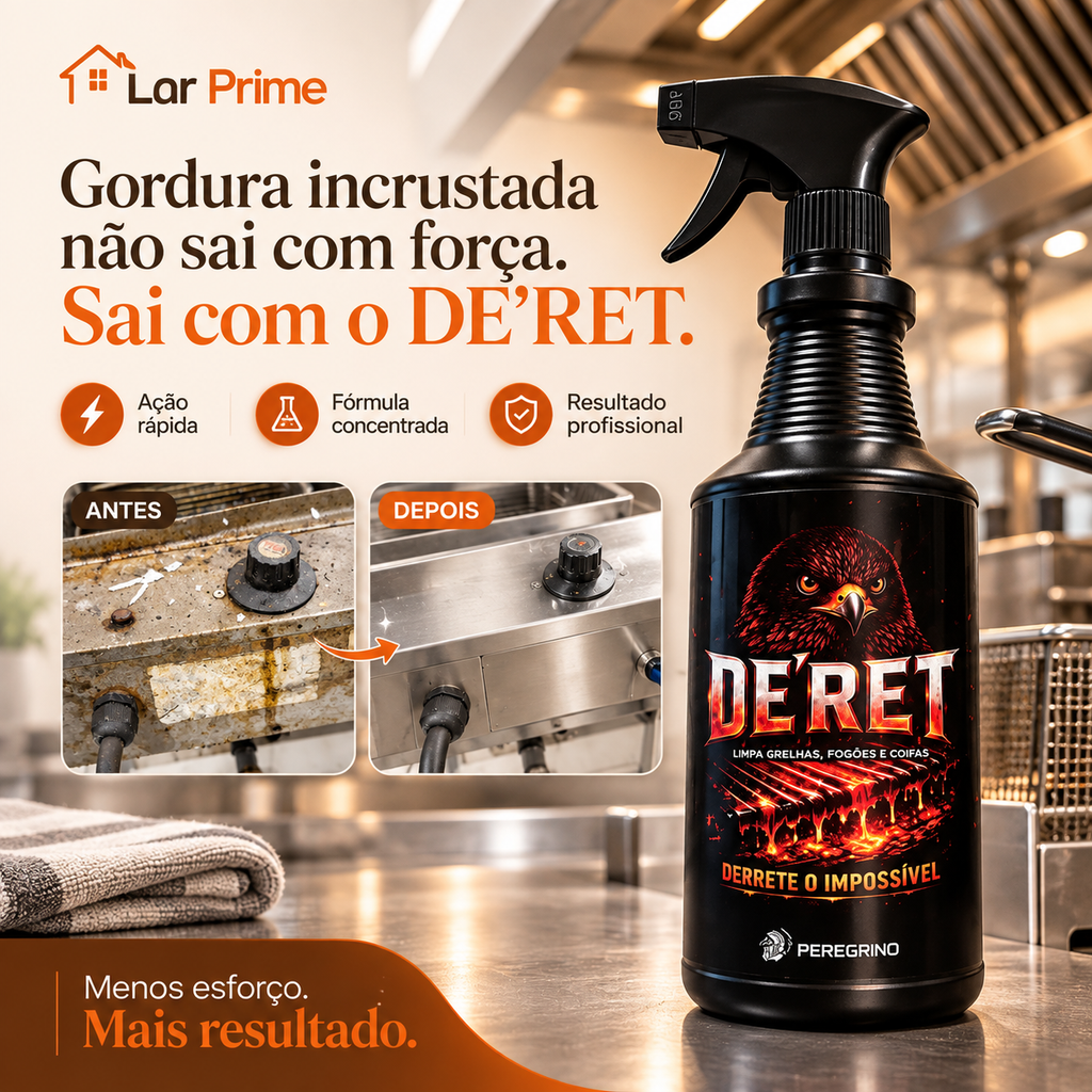DE'RET Desengordurante Profissional – Remove Gordura Incrustada de Grelhas, Fogões e Coifas