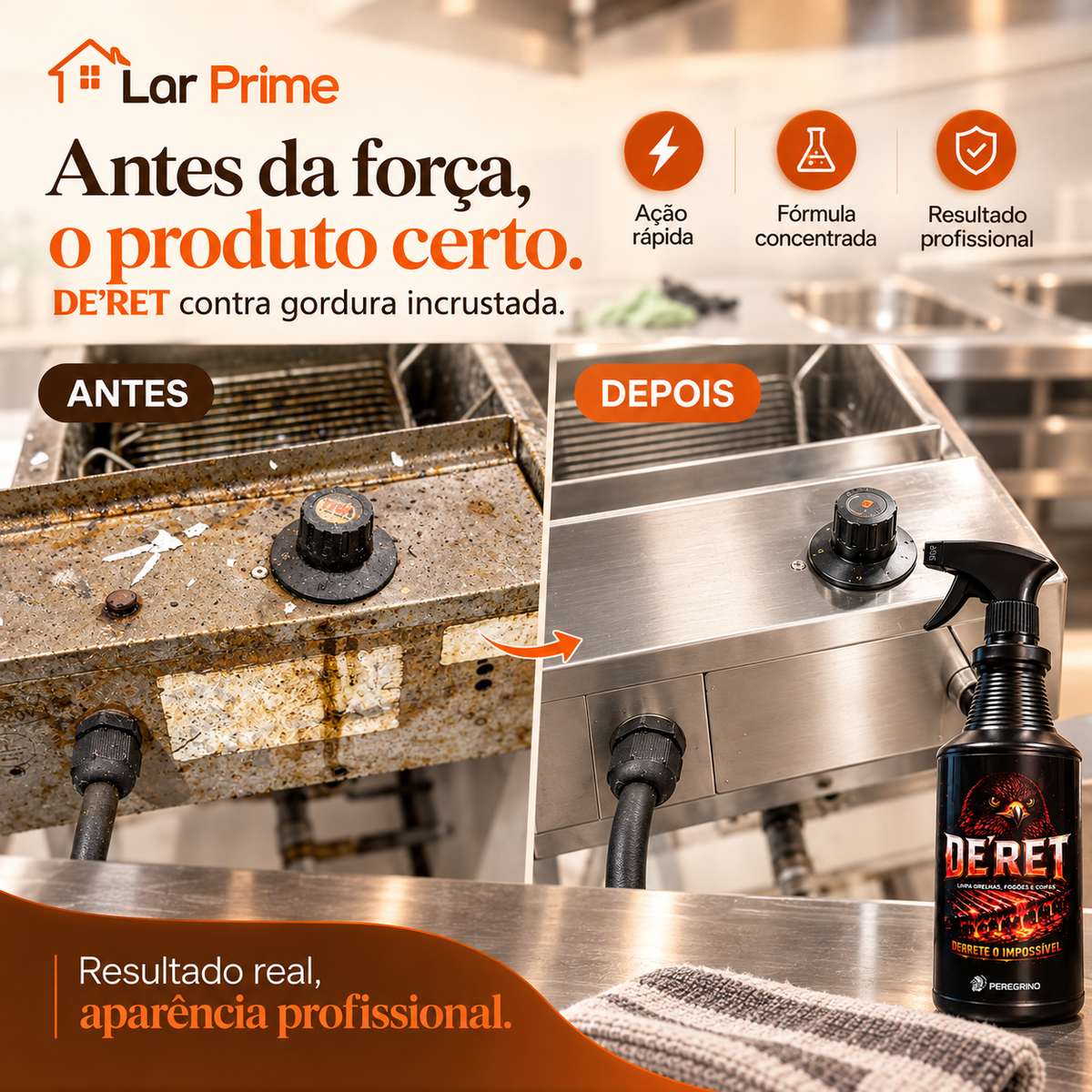 DE'RET Desengordurante Profissional – Remove Gordura Incrustada de Grelhas, Fogões e Coifas