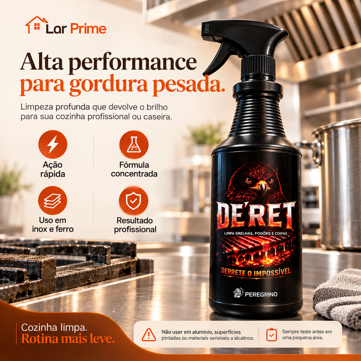 DE'RET Desengordurante Profissional – Remove Gordura Incrustada de Grelhas, Fogões e Coifas