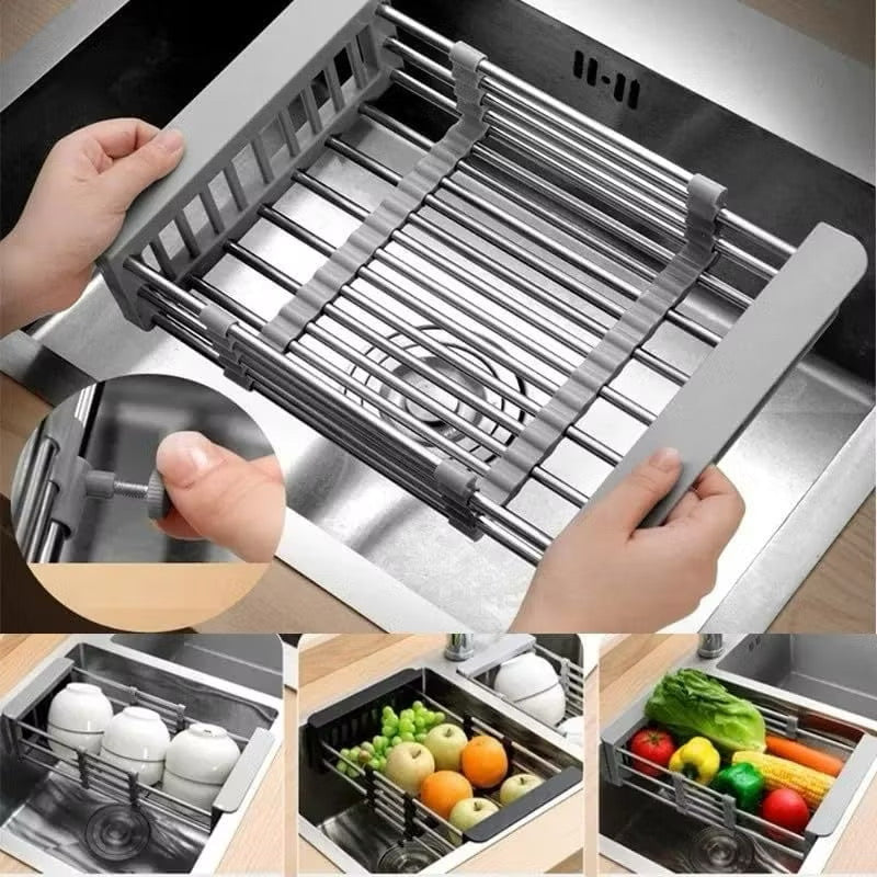 CestoFlex - Escorredor de Pia Ajustável em Inox para Cozinha - Entrega Grátis