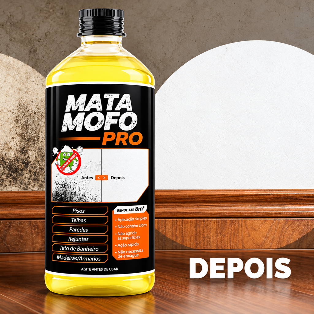 Kit Mata Mofo Pro 1 Litro – Removedor de Mofo e Bolor para Paredes, Tetos, Rejuntes e Banheiros + Borrifador