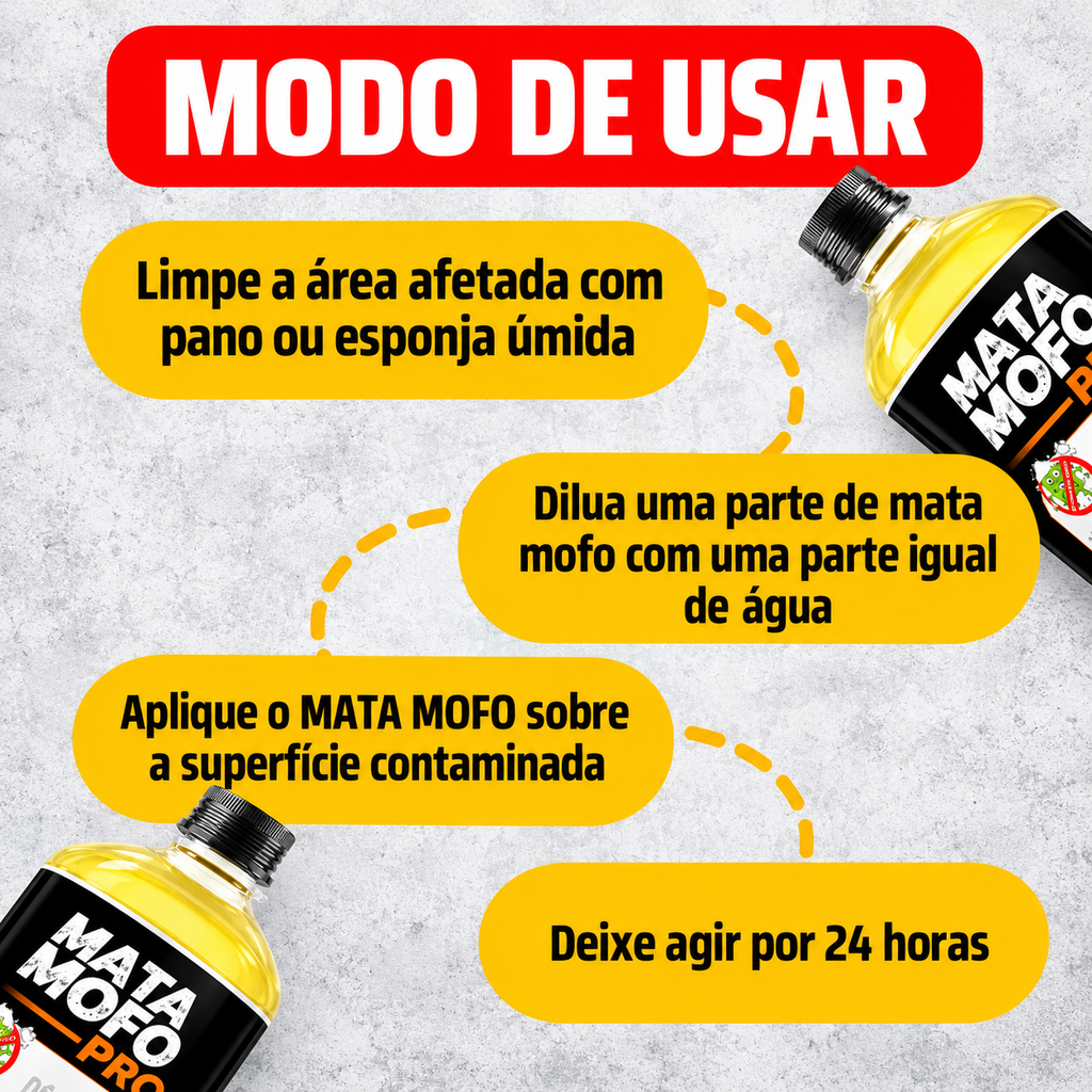Kit Mata Mofo Pro 1 Litro – Removedor de Mofo e Bolor para Paredes, Tetos, Rejuntes e Banheiros + Borrifador