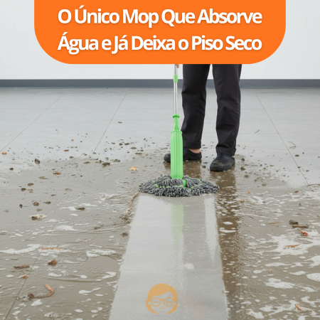 MopClean - Esfregão 2 em 1 Giratório Automático Com Desidratação Perfeito Para Limpeza Completa de Piso - Entrega Grátis