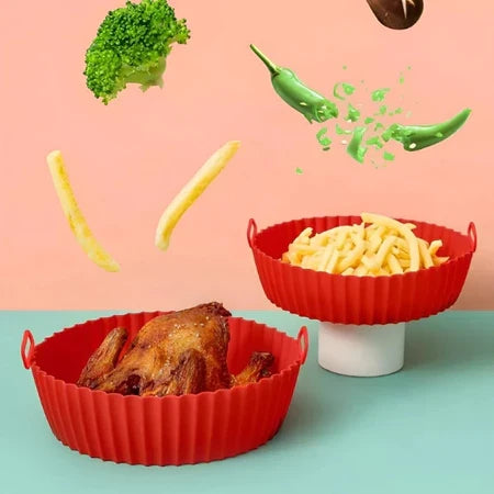 Kit 6 Forma de Silicone para Fritadeira Air Fryer com Alça Antiaderente