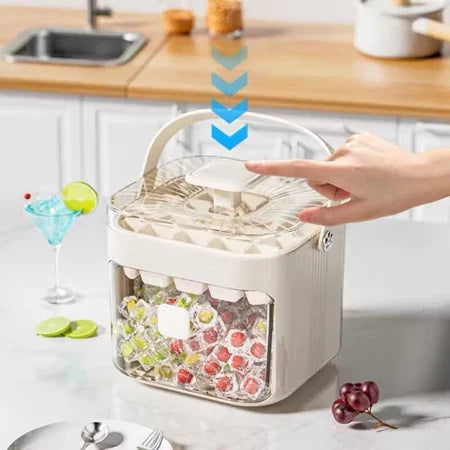 FreshBox - Dispenser De Gelo Com 2 Gavetas e Botão Ejetor de Cubos Prático Com Capacidade de 48 Cubos de Gelo - Entrega Grátis