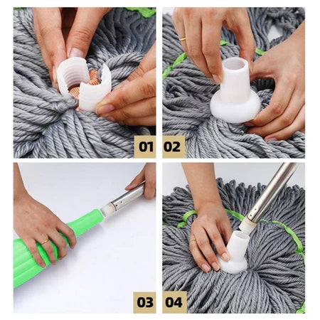 MopClean - Esfregão 2 em 1 Giratório Automático Com Desidratação Perfeito Para Limpeza Completa de Piso - Entrega Grátis