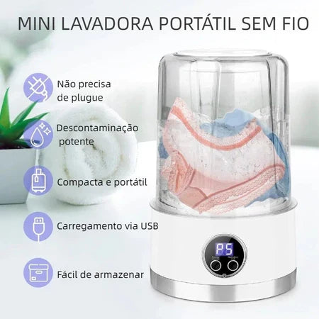 WashClean - Mini Máquina de Lavar Ideal Para Peças Íntimas - Entrega Grátis